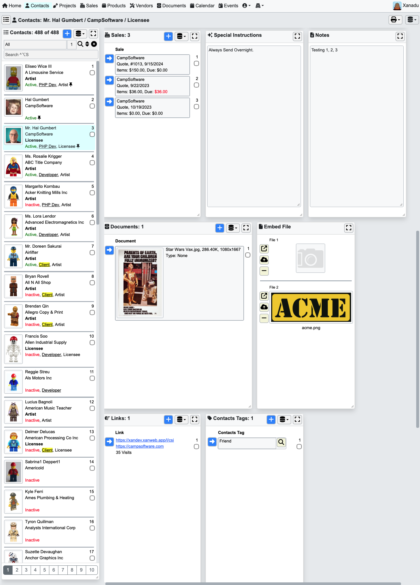 Contacts module preview